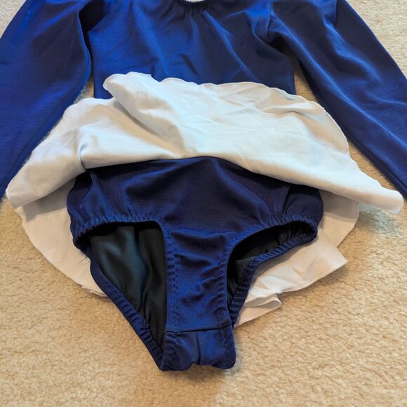Child sz 4 satin ruffle long sleeve Dance figure ice skating gymnastics costume - Picture 5 of 5
